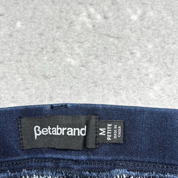 Betabrand Pants Womens Size Medium Blue Stretch Denim Pull On Straight Leg - Picture 9 of 11